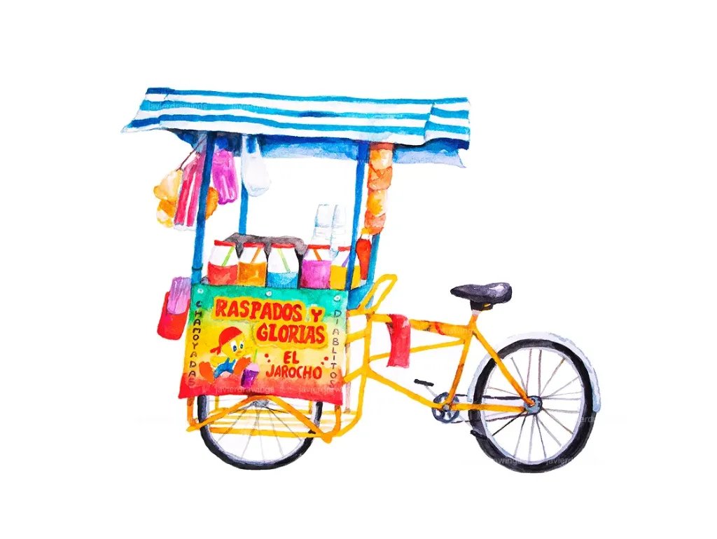 [JD0004] JAVIER DRAWINGS "CARRITO DE RASPADOS" REPRODUCCION