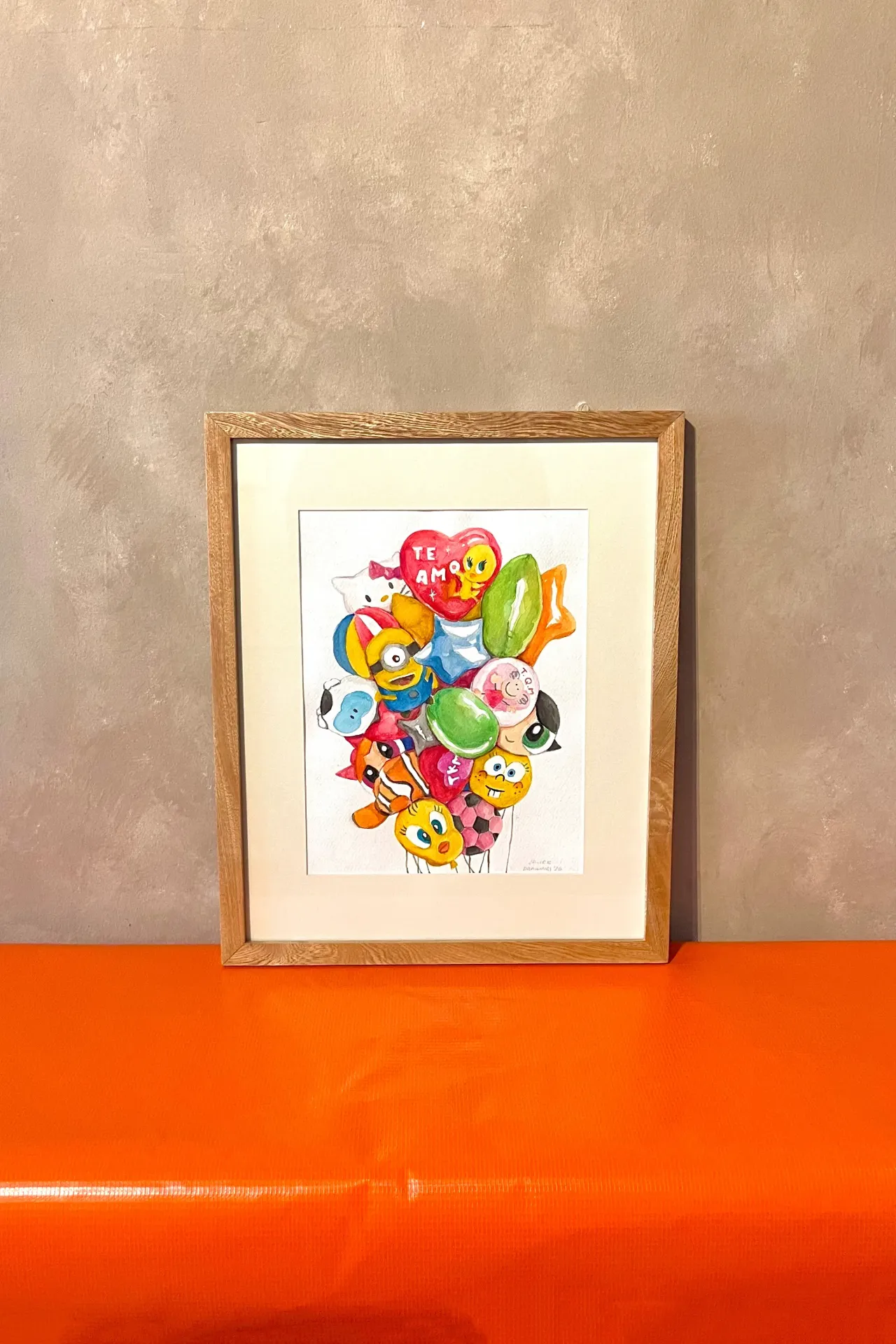 JAVIER DRAWINGS "BANQUITO AMARILLO" ACUERELA ORIGINAL